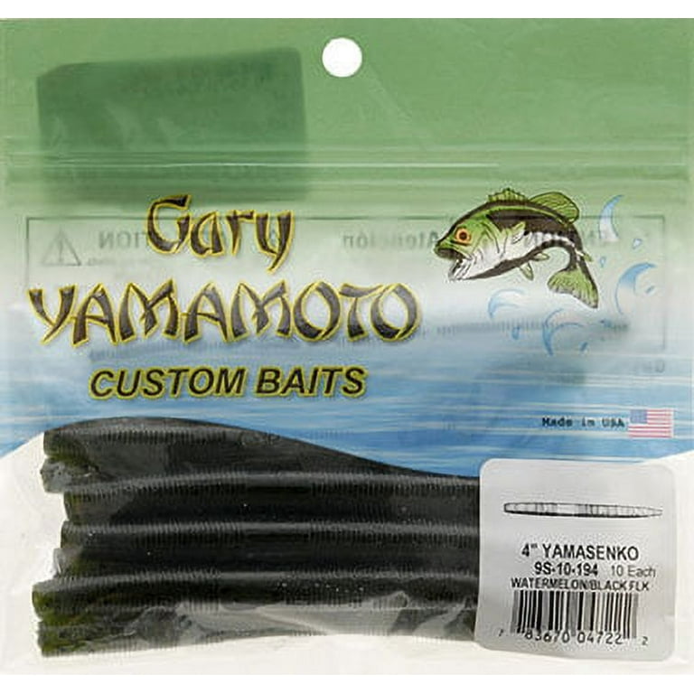 Gary Yamamoto Custom Baits 4 Senko Worm, Soft Bait, Watermelon Black Flake  