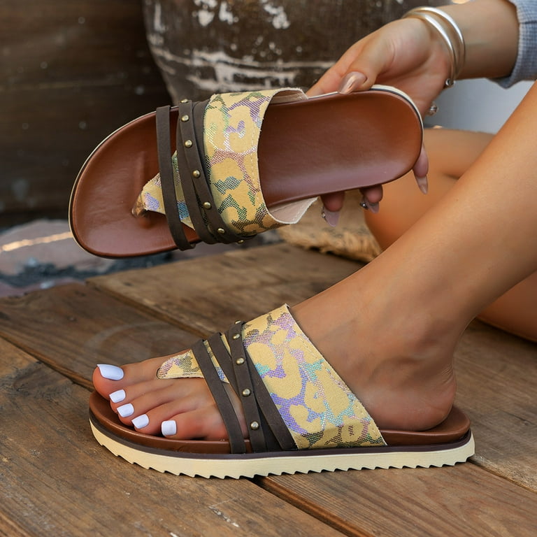 YUHAOTIN Funky Monkey Sandals Women Sandals Fashion New Pattern Colored Animal Print Comfortable Flat Bottom Flip Flop Slippers Summer Sandals