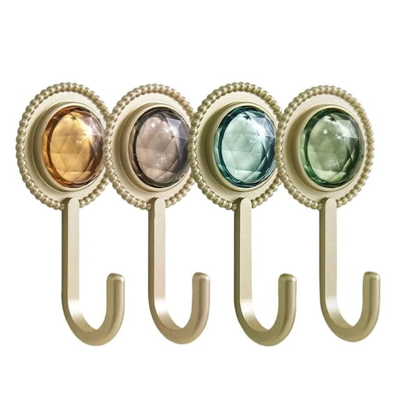 Heavy Duty Adhesive Hooks, Jeweled Wall Mount Hangers Hanging Coat Hooks Decorative Towel Hangers for Kitchen Bathroom, 9Cm Diamond Traceless Adhesive Hook — LAILLSH 2026 New Arrivals