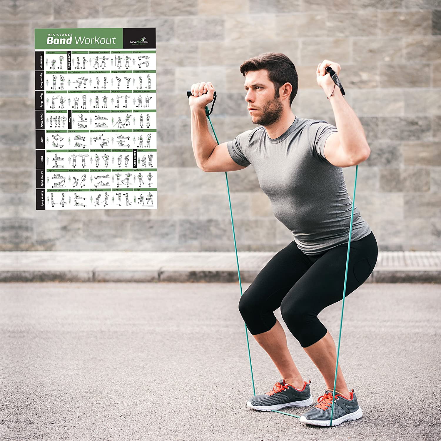 Resistance Band/Tube Exercise Poster Laminated Total Body Workout Personal ... 