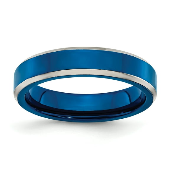 Primal Steel Stainless Steel Polished Blue IP-plated 5.00mm Band