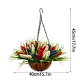thumbnail image 3 of Cesta colgante patriótica artificial con flores rojas, blancas y azules y forro de coco para la decoración del 4 de julio., 3 of 6