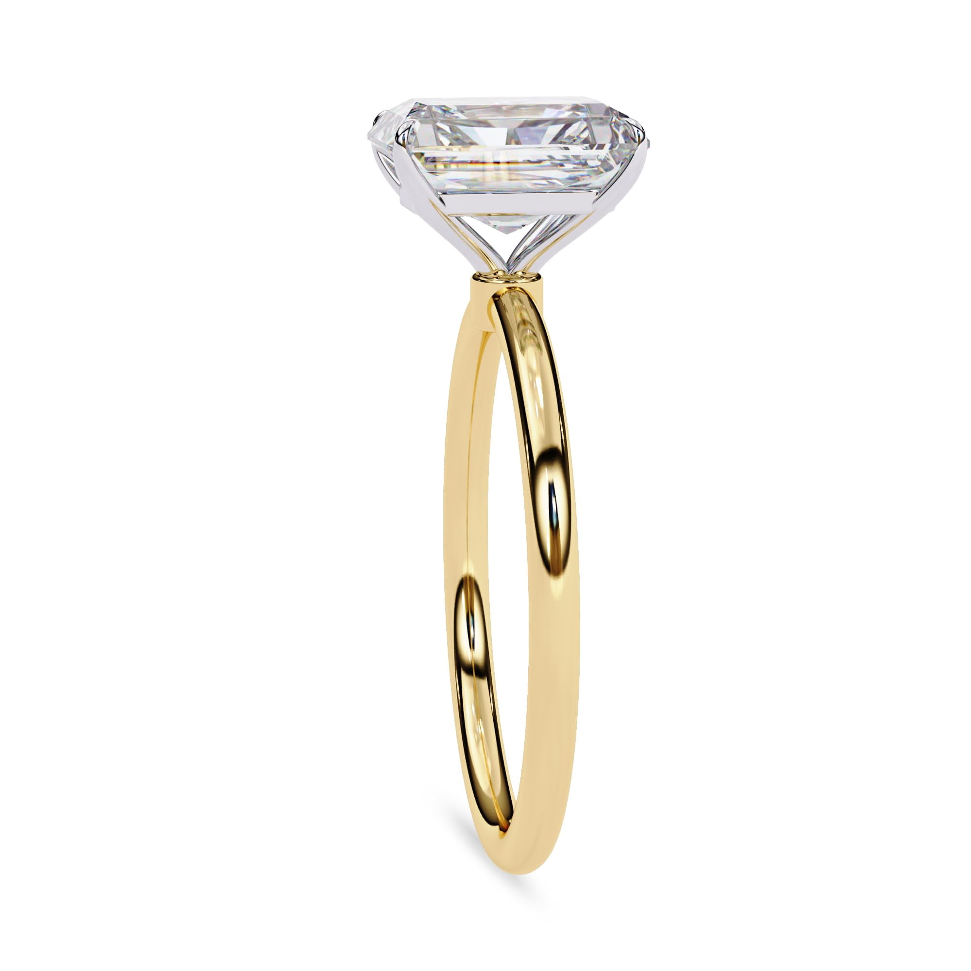 AFFY Solitaire Engagement Rings For Women, Center 9x7mm Emerald Cut Lab Created Moissanite Wedding Anniversary Ring in 14K Solid Yellow Gold Size-6.5