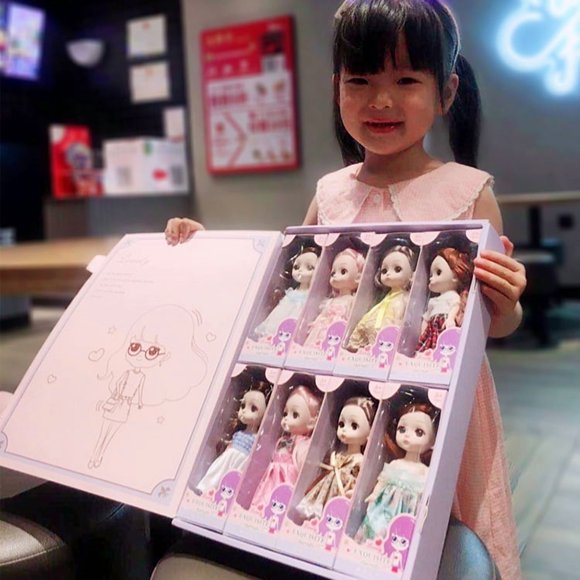 Baden Limited Edition Princess BJD Doll Set for Girls - 17cm Collectible Toy with 8-Piece Outfit, Durable PP Material, Educational Play for Ages 4-6, Perfect Birthday Gift (Blue)