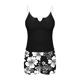 thumbnail image 5 of Trajes de baño Amzcrzy Tankini para mujer traje de baño bikini para mujer talla grande informal color sólido camiseta sin mangas dividida con cojín en el pecho conjunto de traje de baño negro XL, 5 of 6