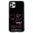 thumbnail image 1 of DistinctInk Clear Shockproof Hybrid Case for iPhone 13 (6.1" Screen) - TPU Bumper, Acrylic Back, Tempered Glass Screen Protector - I Love Being A Nurse Most of the Time - Support for Nurses, 1 of 2