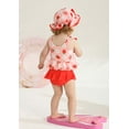 thumbnail image 3 of KIMI BEAR Newborn Baby Girls Swimsuits 6-12 Months Sleeveless Bowknots Swim Top Strawberry Swimsuit Ruffle Shorts with Hat Baby Girls Bathing Suits Red, 3 of 10