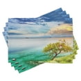 thumbnail image 1 of Ambesonne Seascape Place Mats Set of 4, Abandoned Island Ocean, Standard Size, Aqua Turquoise and Green, 1 of 6