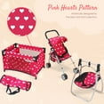 thumbnail image 2 of The New York Doll Collection 3-in-1 Baby Doll Furniture Set, Pink Hearts, Includes Stroller, Swing, 2 of 6