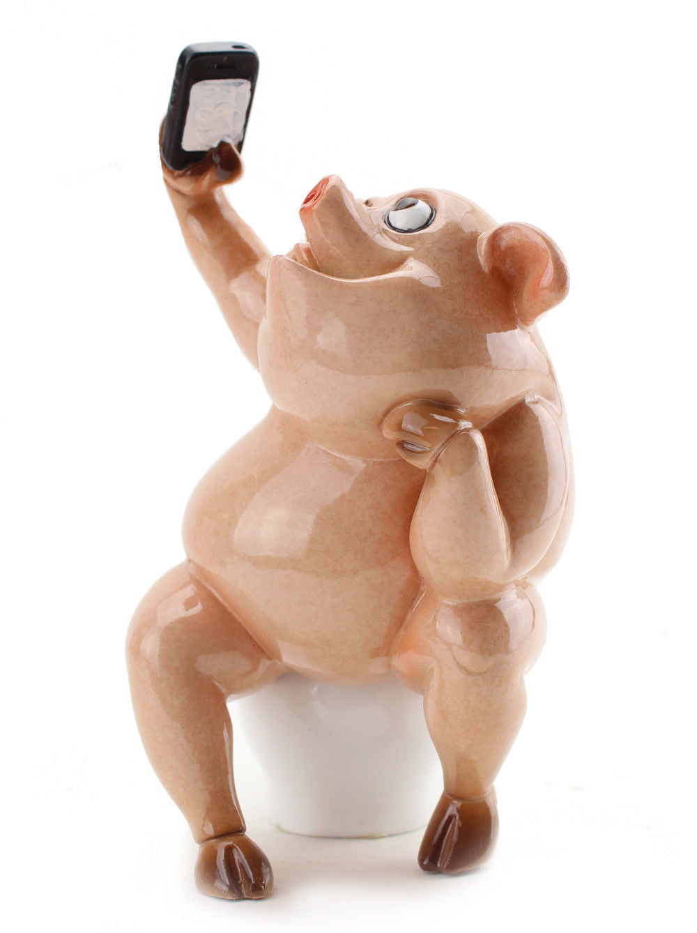 Novelty Pig on Toilet Selfie Statue ~ Funny Pig Statue For Home Bathroom Decor 