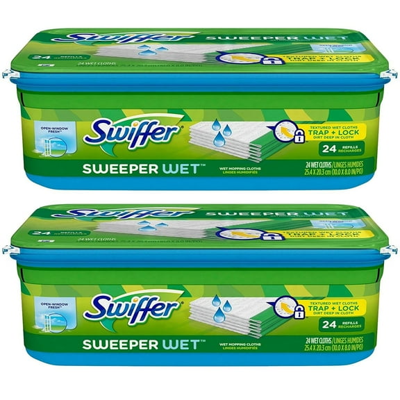 Swiffer Sweeper Wet Mopping Cloth Refill - Open Window Fresh, 24 ct (Pack of 2)