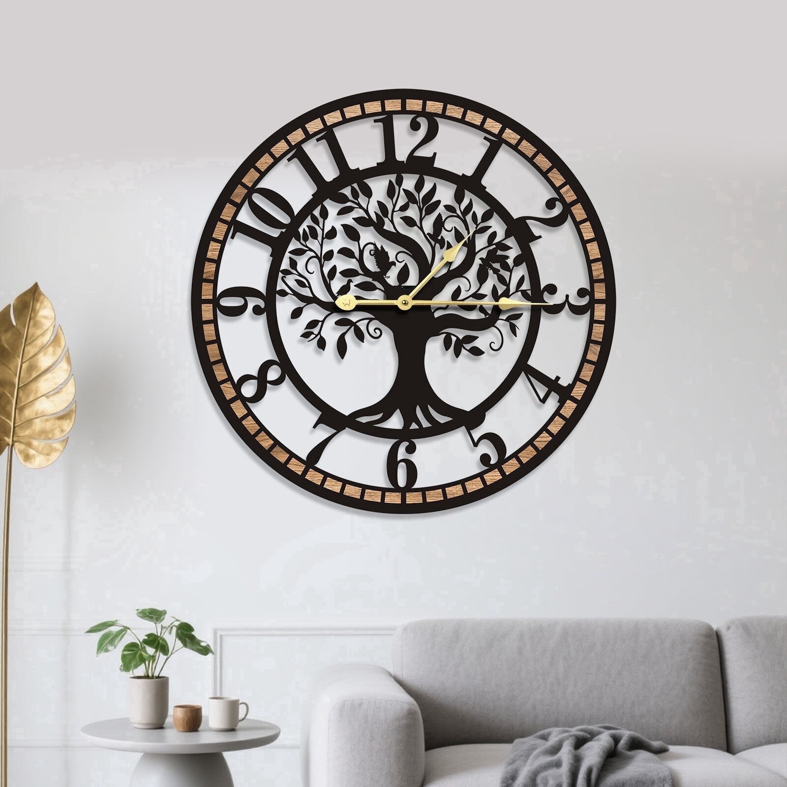 kolowko 24 in Tree of Life Wall Clock - Large Wall Clock for Living Room,Silent No Ticking Battery Operated,Suitable for Bedrooms and Corridor(60cm)