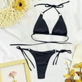 thumbnail image 4 of Trajes de baño Amzcrzy Tankini para mujer, trajes de baño, trajes de baño, bikini con control de abdomen, bikini de moda cómodo, traje de baño de color liso para mujer, bikinis negros, S, 4 of 4