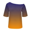 thumbnail image 4 of yievot Women Oversized Tops Off Shoulder Gradient Printed Short Sleeve Loose T Shirts Fashion Clothing, 4 of 6