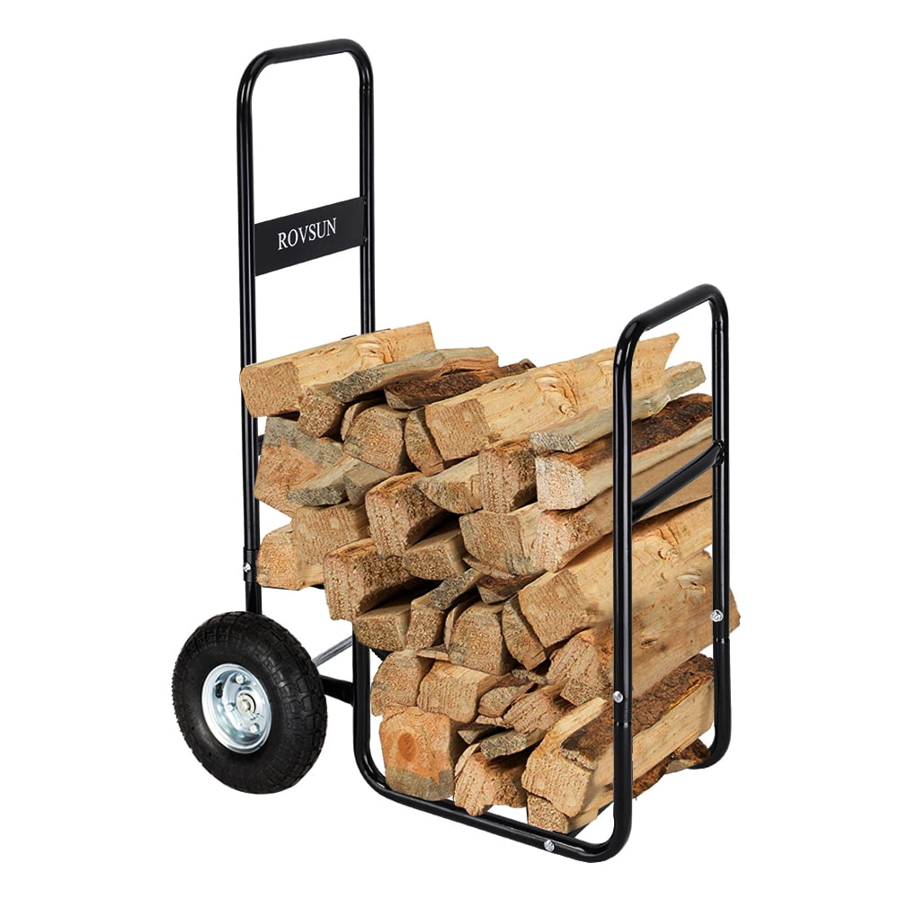 Zimtown Firewood Cart with Wheels & Rolling Firewood Cart & Fireplace
