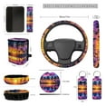 thumbnail image 4 of XYZCANDO Beautiful Coconut Tree Coasters Center Mirror Cover Car Seat Cover Seat Belt Cover Keychain Lipstick Cover Car Trash Can Steering Wheel Cover Easy Installation Lightweight Fit Most Car, 4 of 5