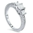 thumbnail image 4 of Pompeii 3/4ct Vintage Three Stone Princess Cut Diamond Engagement Ring 14K White Gold, 4 of 6