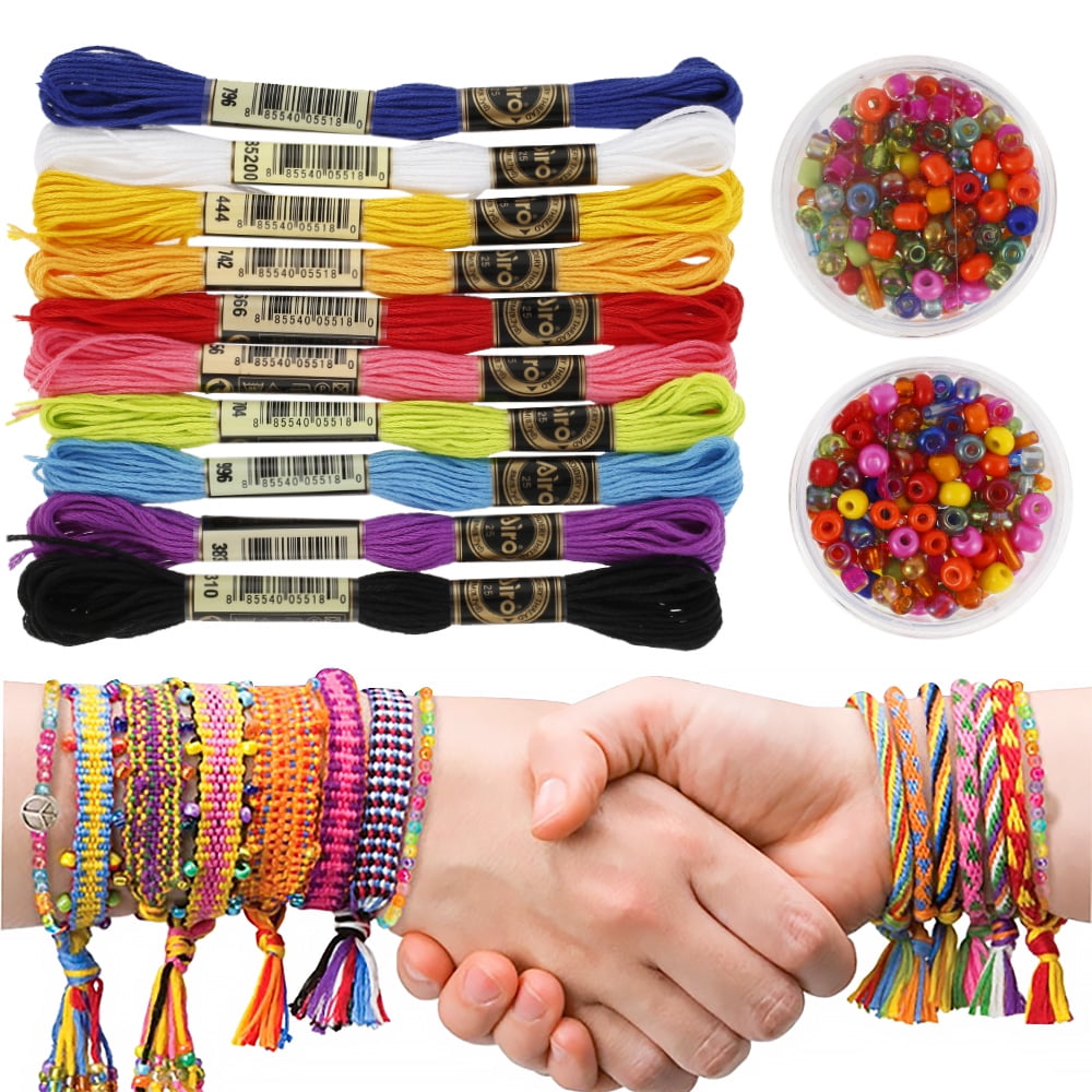 Friendship Bracelet Making Kit For Girls Birthday Gift,DIY Beaded Luck Rope  Travel Activity Kit 