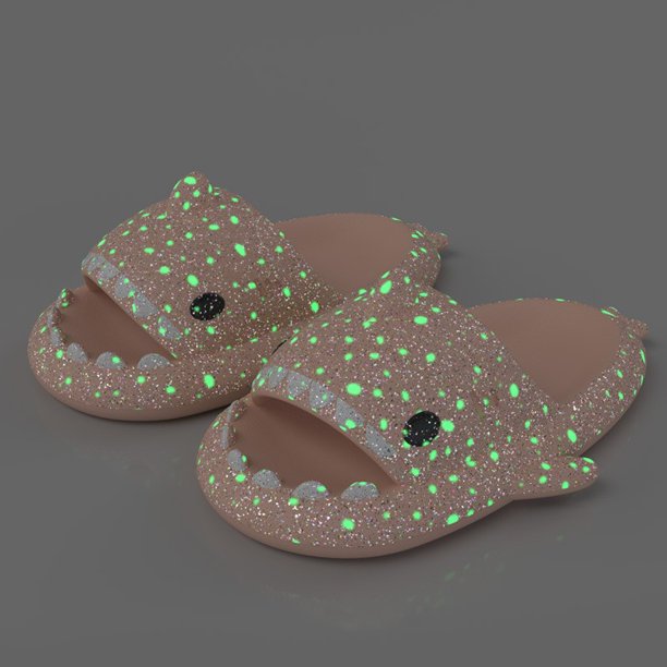 Zapatillas luminosas de tiburón para hombre y mujer, chanclas de suela gruesa, zapatos planos antideslizantes de EVA, sandalias divertidas, regalo de Navidad