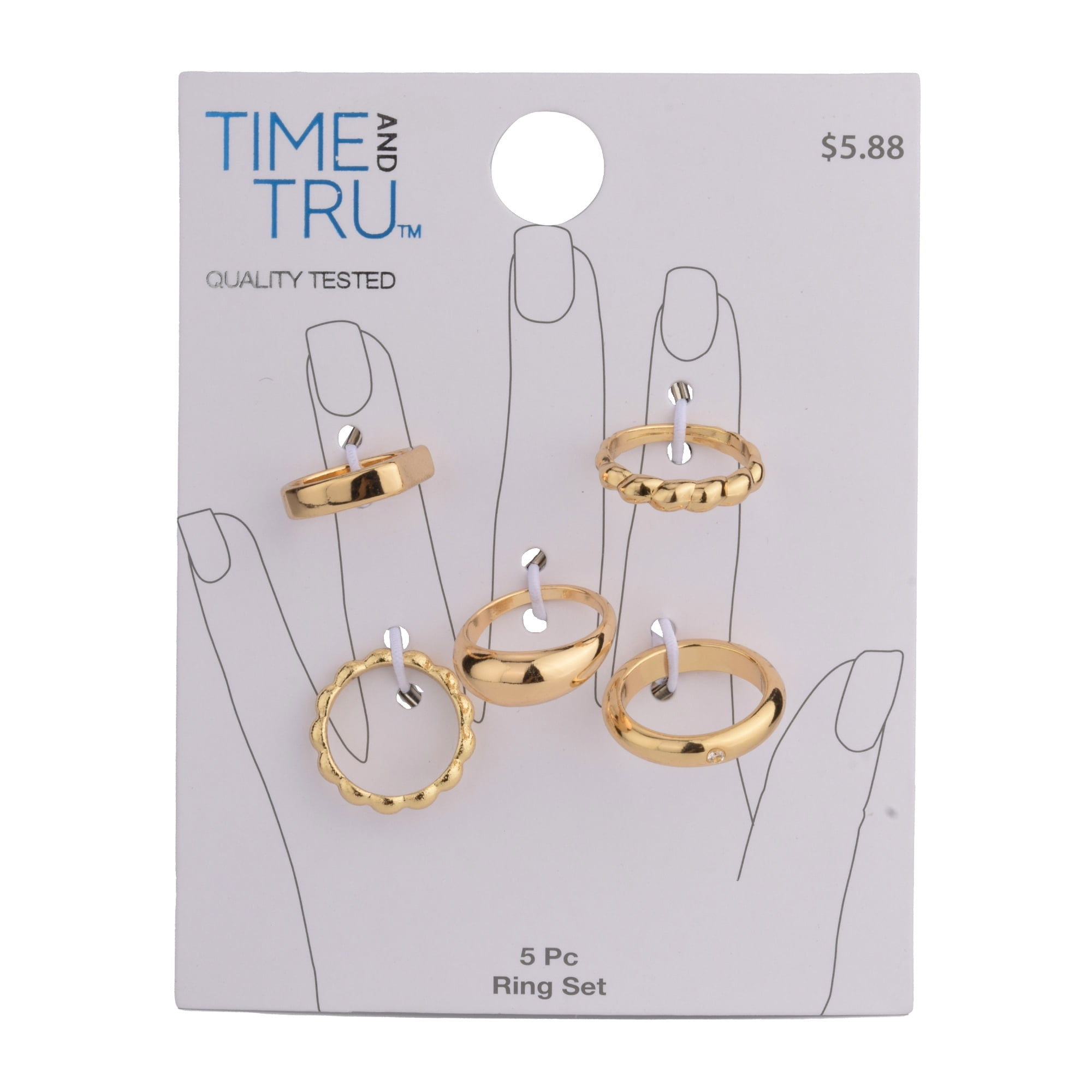 "Time and Tru" Time and Tru Female 5pc Gold Plated Ring Set