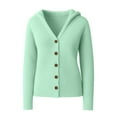 thumbnail image 4 of UJNDER Women's Knitted Hooded Cardigan Coat with Buttons for Casual Autumn and Winter Outfits and Fashion Green M, 4 of 4
