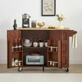 thumbnail image 1 of 54 inch Portable Wooden Kitchen Island Cart Large Capacity with 3 drawers Drop-Leaf Table Spice Rack & Towel Rack for Small Spaces, 1 of 5