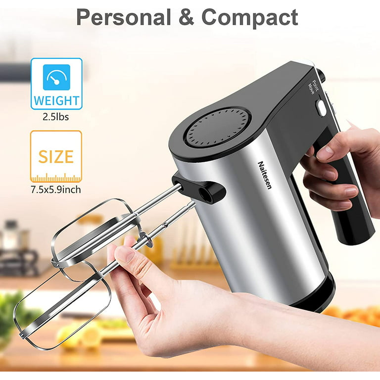  600W Electric Hand Mixer Kitchen Handheld Mixer 10 Speed  Powerful with Turbo for Baking Cake Lightweight & Personal Electric Mixer  with Egg Baking Beaters Dough Hooks, Whipping Mixing Cookies: Home 