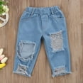thumbnail image 7 of Qiylii 3 Pcs Kids Girls Outfit, Off Sloulder Top+ Hole Long Jeans + Headband, 7 of 7