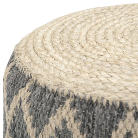 Simpli Home - Edgeley Round Contemporary Polystyrene/Cotton Pouf - Gray