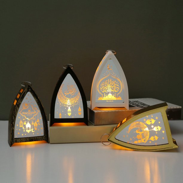 Lámpara cortina LED - Luz nocturna de madera y plástico de 15" con candelabro, adornos decorativos para el hogar, Ramadán y decoración de campanillas.
