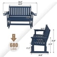thumbnail image 6 of Poly Lumber Patio Glider, HIPS Material Weather-Resistant Swing Bench for Outdoor Porch Garden（Navy Blue, 2-Seater), 6 of 14