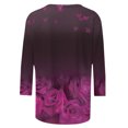thumbnail image 5 of Pompotops Mode T-shirt Blouse Décontractée pour Femmes Confortable à Col Rond Manches 3/4 Imprimé en Solde, 5 of 5