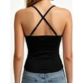 thumbnail image 4 of hoksml Women's Lace Trim Camisole Top with Built-in Bra, Adjustable Cross Back Straps, Stretch Soft Fabric Invisible Layering Tank Top for Daily Casual Wear, 4 of 6