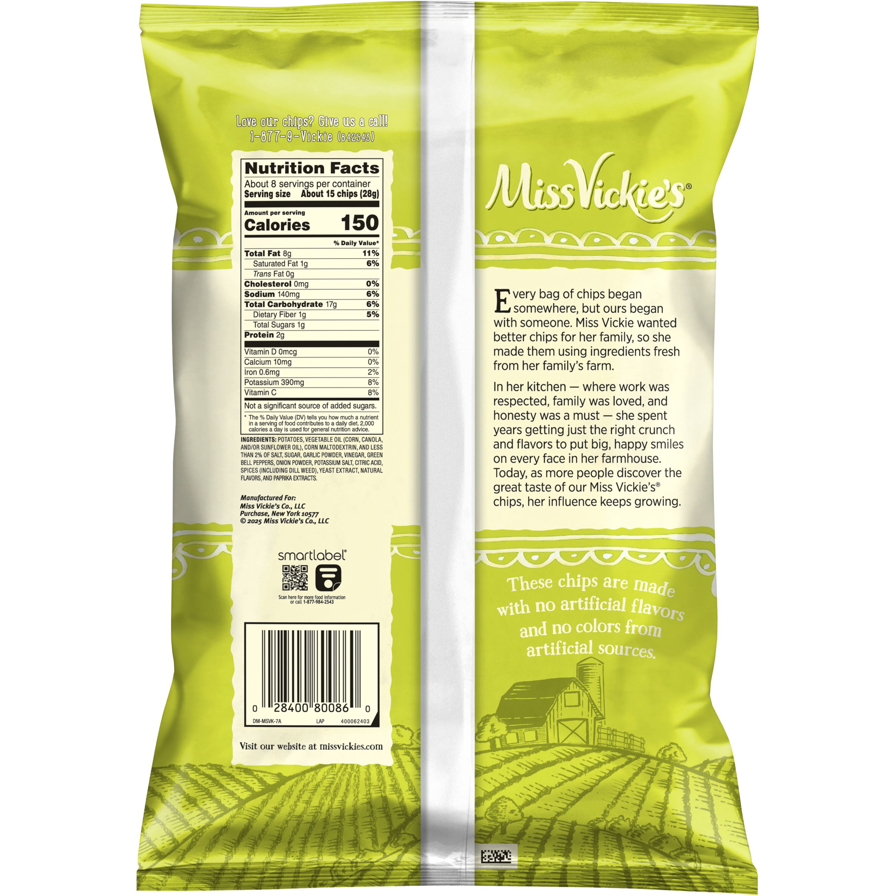 Miss Vickies Dill Pickle Kettle Cooked Potato Chips Bag, 7.5 oz