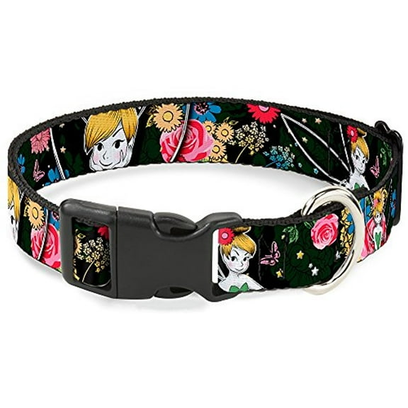 Buckle-Down BAC-WDY105-NL Breakaway Cat Collar-Tinker Bell Poses Sleeping Floral Collage, 1 2" W-9-15" Neck-Large