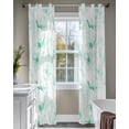 thumbnail image 4 of Green Flower Sheer Curtains 63 Inch Length 2 Panels Set for Living Room/Bedroom, Watercolor Floral Botanical Line Drawing Print Kitchen Curtains Grommet Curtains Window Treatments 42"x63"x2, 4 of 7