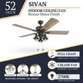 thumbnail image 3 of Prominence Home 50651-35 Sivan Farmhouse 52-Inch Aged Bronze Indoor Ceiling Fan, Lantern LED Multi-Arm Barnwood, Tumbleweed Blades, 3 of 15