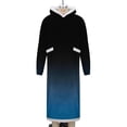 thumbnail image 3 of Afuyipoi Men Fleece Gradient Casual Hooded Pocket Pullover Long Sleeve Bathrobe Night Robe, Soft Gradient Long Sleeve Hooded With Pockets Bathrobe Blue M, 3 of 5