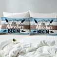 thumbnail image 3 of Manfei Kids Teens Adults Adventure Camping Theme Full Size Comforter Cover 3-Piece,Black Blue Bedding Full Size,Retro Vintage Aesthetic Lightweight Duvet Cover(No Comforter), 3 of 6