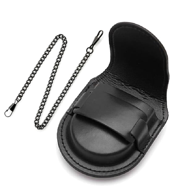 Guardurnaity Bolso de cuero Bolso clásico de bolsillo Caja de reloj Cadena Reloj de bolsillo Soporte de almacenamiento Monedero Relojes Negro+Negro Guardurnaity BB5047-02