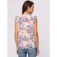 thumbnail image 4 of Blusas sin mangas con volantes para mujer Blusa floral de verano con cuello levantado y volantes Rosa S, 4 of 5