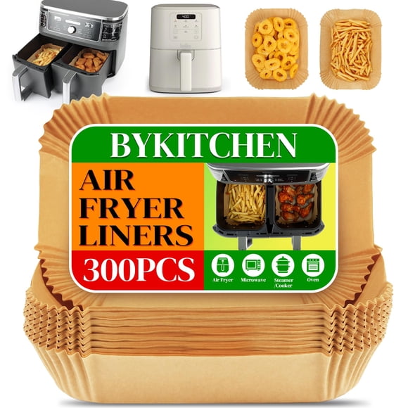 Forros desechables para freidora de aire BYKITCHEN, 300 piezas, rectangulares