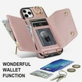 thumbnail image 4 of for iPhone 11 Pro Max Case Wallet with Strap for Women,Crossbody Lanyard and Wristlet Strap,Zipper Pocket,Credit Card Holder,Ring Stand,RFID Blocking Phone Wallet Cases(6.5 inch,Pink), 4 of 18