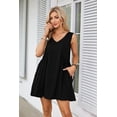 thumbnail image 5 of Eternatastic Womens Summer Casual Sleeveless Tank Dress V Neck Mini Dresses Beach Sundress with Pockets, 5 of 6