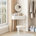 thumbnail image 6 of Corner Vanity Desk with Retractable and Rotating Mirror and Lights Small Modern White Makeup Vanity Set with Glass Top for Women Compact Girls Dressing Table with Storage for Small Space, 6 of 9