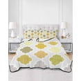 thumbnail image 2 of Quilt King Size Bedding Set, Yellow Orange Moroccan Reversible Summer Quilt 3 Pieces, Vintage Boho Geometric Pattern Gray Lightweight Bedspreads Coverlets with 2 Pillow Shams for All Seasons, 2 of 5