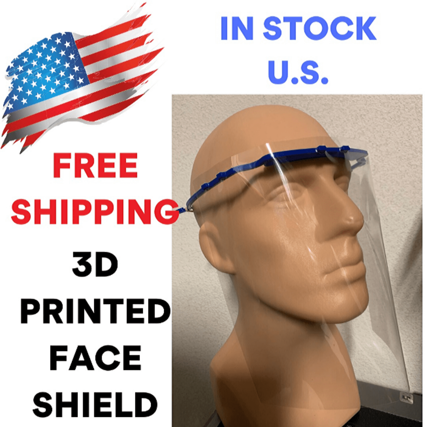 CLEAR FACE SHIELD Medical Facemask Eye Protector 3D Printed REUSABLE USA 