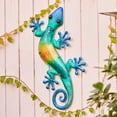 thumbnail image 4 of LuxenHome 24-Inch Blue Gecko Lizard Metal and Glass Outdoor Wall Decor, 4 of 7