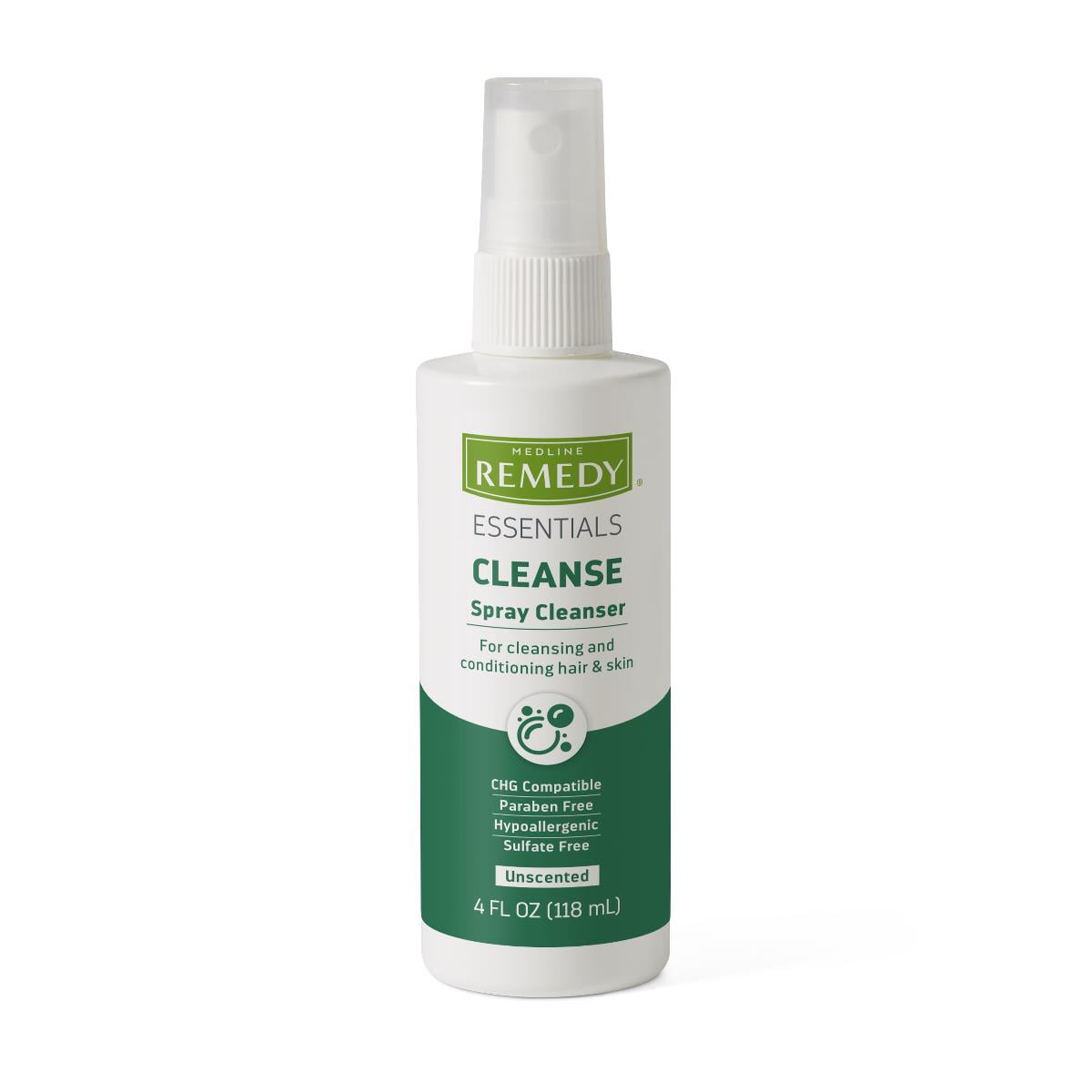 Medline Remedy Essentials Spray Cleanser (8 fl oz Spray), 36 Count, Scented, Full Body Cleanser & Shampoo, Sulfate Free, Gentle Body Wash, For Men & Women, Incontinence Cleaning, Bedside Cleansing