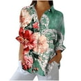 thumbnail image 2 of Royisotas Collared Women Tops Fall and Winter Floral Graphic Long Sleeve Casual Womens Button Down Blouses Plus Size Soft Green Tunic Button up Shirts, 2 of 5